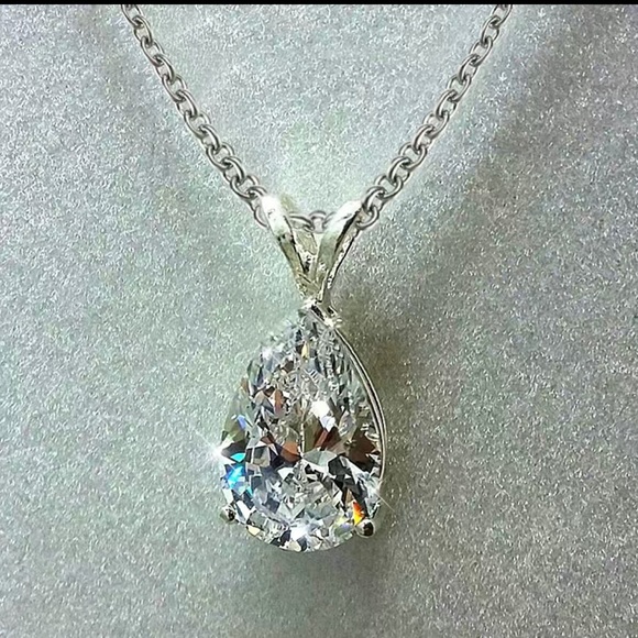 Fine Jewelry Jewelry - 🆕❗️ 925 Silver Teardrop Shaped Gemstone Zircon Pendant Necklace